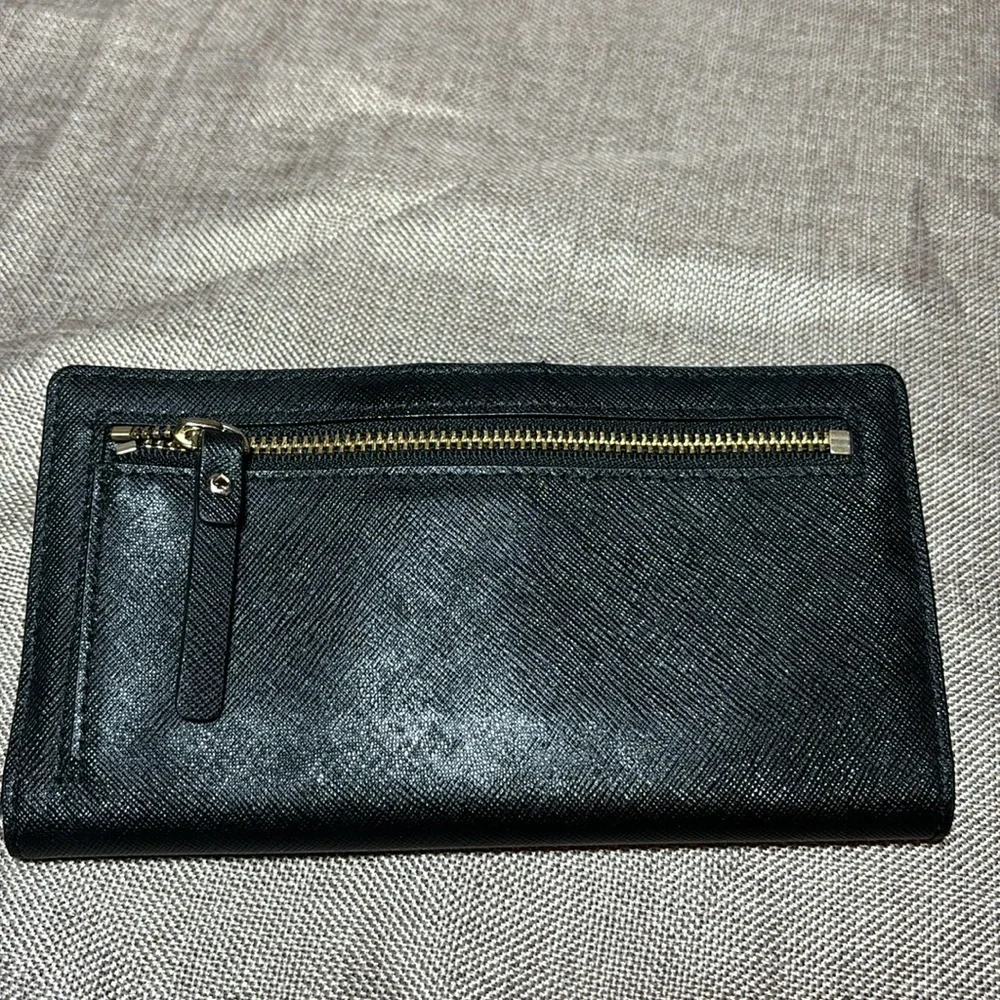 Kate Spade New York Stacy Laurel Way Black logo snap closure Saffiano Leather